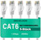 Ercielook Cavo Ethernet 2m - 5pack ad alta velocità cavo di rete piatto Cat 6 con connettori Rj45, cavo LAN lungo per router, modem, PS4/5, Xbox, giochi