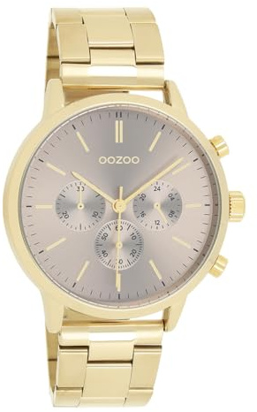 Oozoo Timepieces Herren Uhr in Gold/Taupe| Armbanduhr Herren mit Metallarmband | Schöne Uhr für Männer | Edle Analog Herrenuhr (45mm Gehäuse) in rund C11408