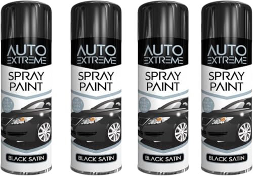 GSV Essentials All Purpose Black Satin Spray Paint, Quick-Drying Feature, Ideal For Outdoor Furniture, Garden Decorations, And Other Exterior Projects, 250ML (4PCS)