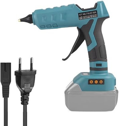 Pistola silicona caliente a batería compatible con Makita 18V batería (sin batería), 100W, 100-200℃, fuente de alimentación dual, Pistola termofusible con 10pcs 11mm barras de pegamento