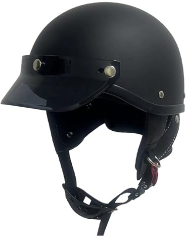 VVPEC Mezzo Casco Jet Moto retrò Caschi Scodella Portatile, ECEDOT Omologato Mezzo Elmetto da Moto retrò per Uomo Donna Biker Cruiser Scooter Touring(2,M=57~58cm)