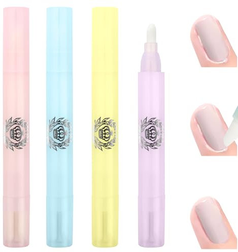 LOPHE Pluma Correctora de Esmalte de Uñas, 4Pcs Bolígrafos de Corrector de Esmalte de Uñas, Pluma Correctora de Manicura, Eliminación de Errores de Uñas, Viene con 12 Puntas de Repuesto
