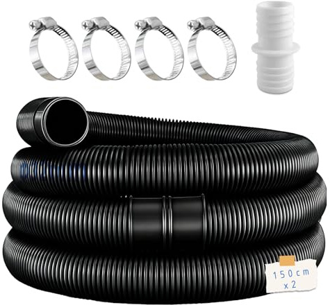 2 pcs tubi per piscina da 32 mm per pompe da piscina con 4 clip di sicurezza e 1 connettore per tubi, perfetto per pompe filtranti, pulizia piscina, riscaldatori per piscine e impianti di filtraggio n