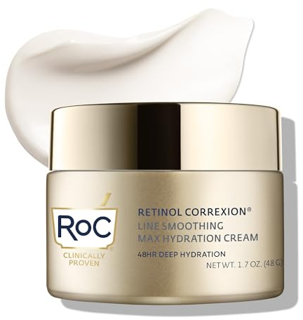 RoC Retinol Correxion Max Daily Hydration Anti-Aging Face Moisturizer with Hyaluronic Acid, Oil Free Skin Care Cream for Fine Lines, Dark Spots, Post-Acne Scars, Retinol Moisturizer, 1.7 Ounces
