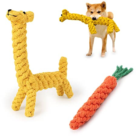 2 Pack Dog Haustier welpe kleine mittlere Hunde kauen Spielzeug Besen boaredom seilknoten Training Durable zähne interaktives Geschenk Set Baumwolle zahnärztliche Pflege behandelt ängstliche Giraffe
