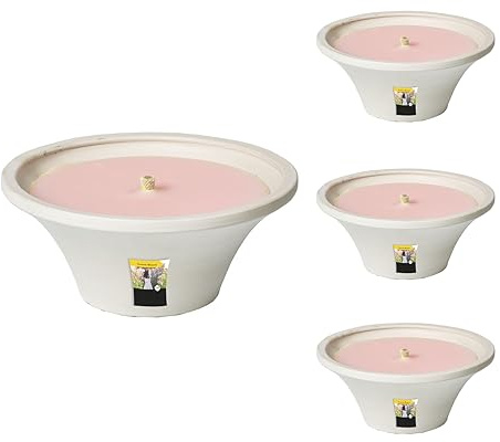 Lot de 4 bols flammes Hawaï et citronnelle pour l'extérieur – Bougies d'extérieur Terracotta – Pour votre jardin – Lot de 4 braseros – Moins de points par les moustiques – Durée de combustion 9h – 18