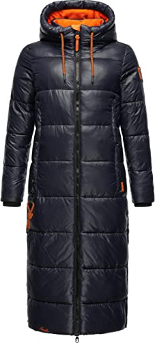 Navahoo Damen warmer Winter Steppmantel mit Kapuze Schmuseengel Navy Gr. XXL