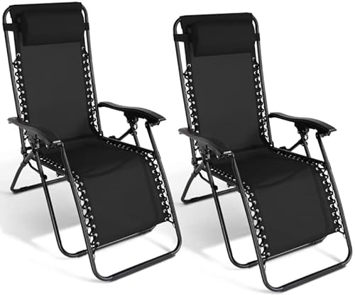 IDMarket - 2 Gartensessel, neigbar, Grand Confort Relax, schwarz