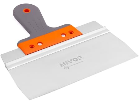 Mivos Espátula Alisadora Profesional de Acero Inoxidable 250 x 90 mm, Con Soporte de Aluminio y Agarre Suave, Para Limpieza Con Hoja de 250 mm de Ancho