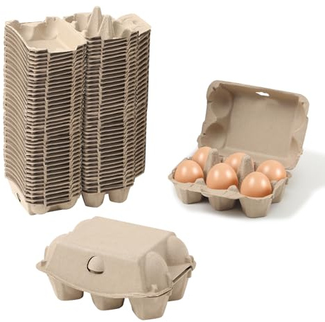 Dubtnion 40 Pack Egg Cartons Cheap Bulk, 6 Count Egg Storage Containers Holder, Sturdy Natural Pulp Material Perfect for Storing Extra Eggs