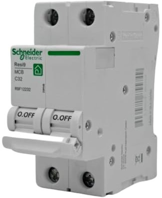 RASMACOR | Interruttore magnetotermico residenziale 2P 32A | RESI9 R9F12232 | CURVA C | Frequenza 50/60Hz | Standard UNE/EN 60898-1 CE | 32 Ampere