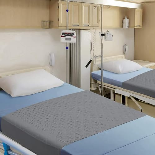 HUNAIGEE Bettunterlage Waschbar mit flügel 100 x 100 Inkontinenzunterlage wasserdichte Matratzenauflage Inkontinenzauflage mit Biesen Bettmatten für Kinder und Senioren Grau