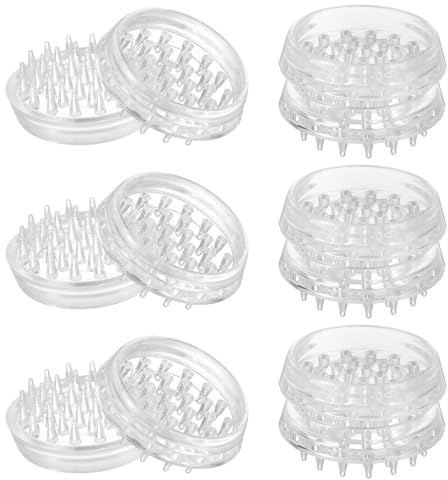 Sourcing Map 12 Pcs Transparent Plastic Round Spiked Furniture Cup Carpet Protectors for Furniture Legs Table Chair Sofa