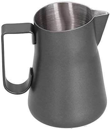 FLEXMAN Coppa Milk Frother, Brocca Schiumosa per Latte in Acciaio Inossidabile con Lunghi Diversione, Tazza di Cappuccino, Tazze Espresso, Accessori per Macchine per Caffè Espresso (350 ml di nero)