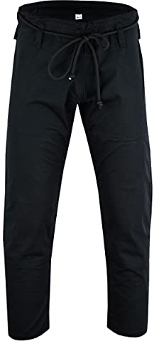 TRUESAGAUSA Regular Brazilian Jiu Jitsu Bottoms BJJ Pants 100% Cotton Light Weight Kids Adults Unisex (Black, Kids-K3)