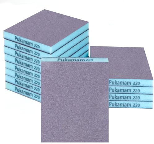 12 Stück Schleifschwamm Trocken & Nass Schleifpapier 220 Körnung Grob- Fein Schleifpapier Set Flexibles Schleifschwämme Schmirgelpapier für Holz, Metall, Wand, Lack, Autolack