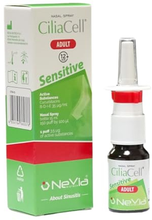 CiliaCell Spray Nasale Sensitive Adulti – Sinusite Purulenta e Otite | >90% Efficacia | Formula Delicata per Mucose Sensibili | Dispositivo Medico Brevettato