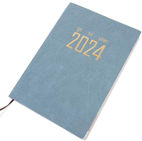ifundom Agenda 2024 Index Planificateur Hebdomadaire 365 Jours Bloc-Notes de Planification Scolaire Couleur Bleu Clair Marque-Page Intégré Calendrier pour Enseignants et Étudiants
