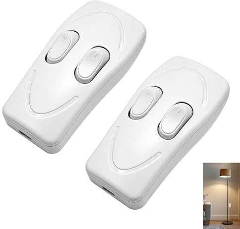 2 Pièces Interrupteur Double Commande pour Lampe et Lampadaire, Commande Bidirectionnelle Lampe, Bouton-Poussoir Bidirectionnel pour Commande de Deux Circuits Indépendants, AC 110–250 V 3 A, Blanc