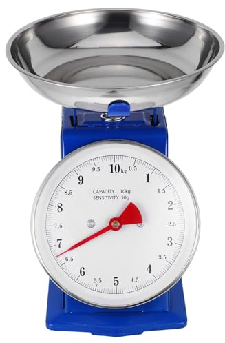 Toyvian Báscula de Cocina Mecánica 10 Kg Recipiente de Acero Inoxidable para Uso en Cocina Profesional y Preparación de Vegetales sin Pilas