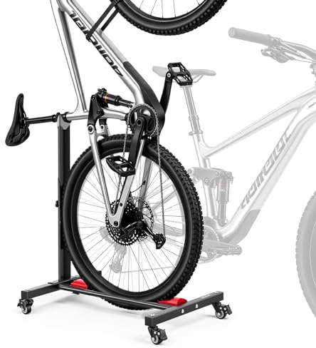 VEVOR Soporte para Bicicleta con Ruedas 360° con Bloqueo, Ajuste de Altura 5 Niveles, Portabicicletas Independiente de Acero, Uso Vertical y Horizontal para Ruedas de 20 a 29 Pulgadas (508 a 737 mm)
