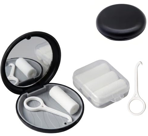 VYZUTR Funda con Espejo y Cierre Magnético - Caja para Férula Dental y Alineadores, Incluye 3 Mordedores y 1 Gancho Extractor, Kit Portátil para Alineadores Dentales, Negro