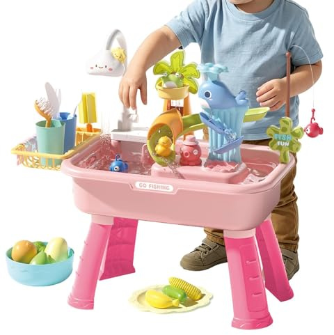 Generico Tavolo Acqua per Bambini, Giocattolo Acquatico da Esterno, con Acqua Corrente, per Bambini E Bambine in età Prescolare, Ideale per Giardino, Patio, Spiaggia, Campeggio, Casa
