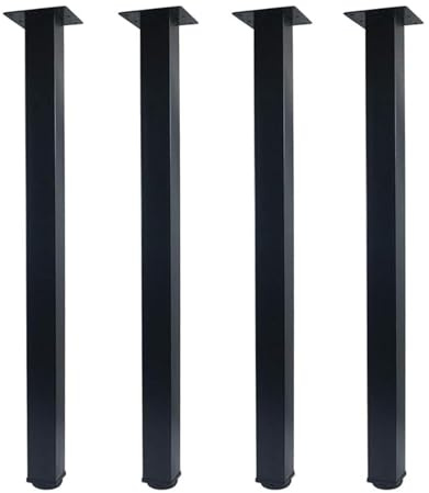 QLLY Metall Möbelfüße Höhenverstellbar, 4er Set, Vierkant Profil 50 x 50 mm, Höhe 70cm, DIY Büro Schwarze Tischbeine (70cm, Schwarz)