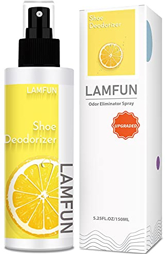Shoe Deodorizer Spray, Lamfun Natural Odor Eliminator for Smelly Feet, Shoes and Gym Bags, Foot Deodorant Fights Odor, Lemon Fragrance, 150ml