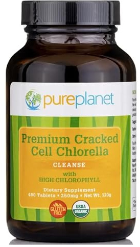 PURE PLANET Cracked Cell Chlorella Organic 480 tb/250mg