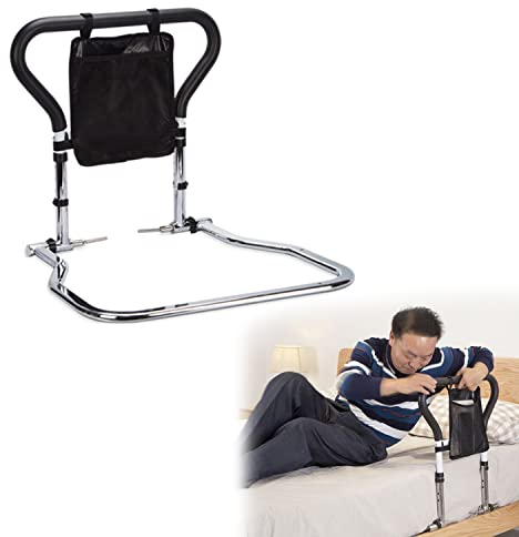 LIKEUDO Faltbare Bettgitter Ältere Bett Handlauf Bett Aufstehhilfe Handlauf Senioren Bettgeländer Bettgriff Rausfallschutz Schwangere Bettgeländer Bettschutzgitter
