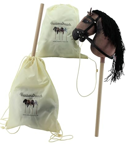 Haasenstrauch Sweety Toys Hobbyhorse Steckenpferd Dunkelbraun geeigent für Hobbyhorsing & Transportbeutel Turnbeutel
