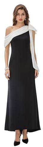 BABEYOND Formal Dress for Women - Black Prom Dress One Shoulder Evening Dresses Cocktail Party Dress for Wedding Guest