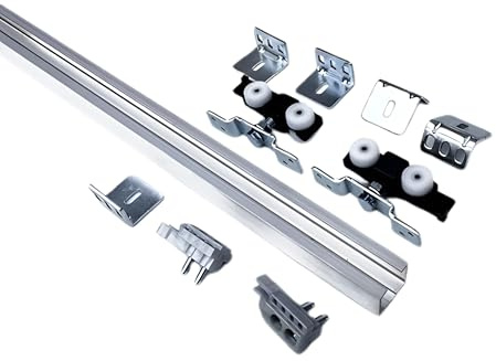 Binari Per Ante o Porte Scorrevoli – Sistema Scorrevole Completo, Binari e Accessori - Portata Max 80kg - Binari per Porte Scorrevoli, 3 metri (Completo - Binario 80kg)