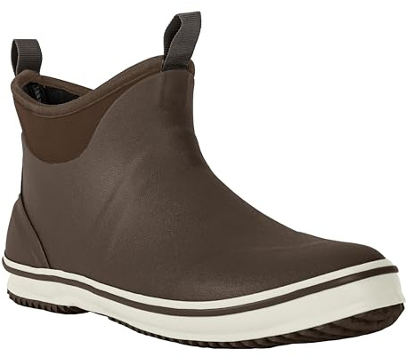 Ubon Men's Anti-Slip Deck Boots Waterproof Fishing Boots Slip-On Rubber Boots Brown 11