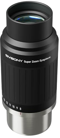 SVBONY Oculare telescopico SV230, oculare zoom 8-20 mm con struttura asferica, obiettivo zoom da 1,25'' 2'' con design parfocale, accessori per telescopio da 57 a 72 gradi per osservazione visiva