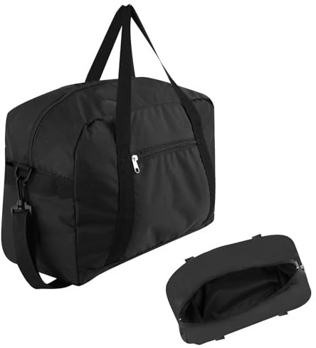 Sporttasche Klein Damen, Mini Leichte Reisetasche 18L, Faltbare Sporttaschen XS Strandtasche Schwarz, Reise Handgepäck, Small Fitnesstasche Gepäck Tasche für Herren Fitness Travel, 35x20x20cm