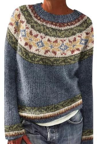 Suéter de mujer de invierno Jerséis Cuello Alto/Cuello Redondo Tallas Grandes Suéteres Noruego Curvy Jersey de Casa Jersey Casual con Ajuste Suéter Ligero Sudadera Cómodo Otoño Invierno, turquesa, L