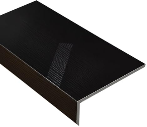 Cubierta para Alféizar De Ventana, Color Negro, con Veta De Madera, Paneles Compuestos, Protector De Alféizar para Interior, Borde Liso para Alféizar De Madera (Estilo 1, 10 X 122
