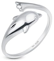 Amberta Adjustable 925 Sterling Silver Toe Ring for Women | Wave Hearts Flower Dolphin Crown Leaf Boho Foot Jewellery