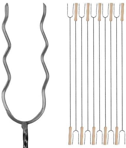KOTARBAU® Set 10 Pezzi Spiedini per Barbecue - Acciaio - 100 cm - Forchettone Barbecue - con Manico in Legno - Fuoco - Ergonomico - Resistente