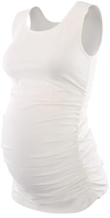 HIHOSSI Camiseta de tirantes para embarazada - Top de maternidad de algodón elástico, camiseta sin mangas con control de abdomen suave y transpirable para mujer, Color blanco., M