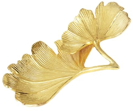 BESPORTBLE Plateau à Bijoux Organiseur Stable en Fer Doré de Feuille de Ginkgo pour Pinceaux de Maquillage et Vernis à Ongles, pour Chambre ou Coiffeuse