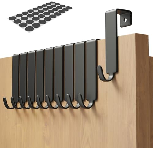 GRANNY SAYS Ganci per porta da appendere – Set di 10 appendiabiti da porta, colore nero, ganci per armadio con elevata capacità di carico, per tutte le porte standard