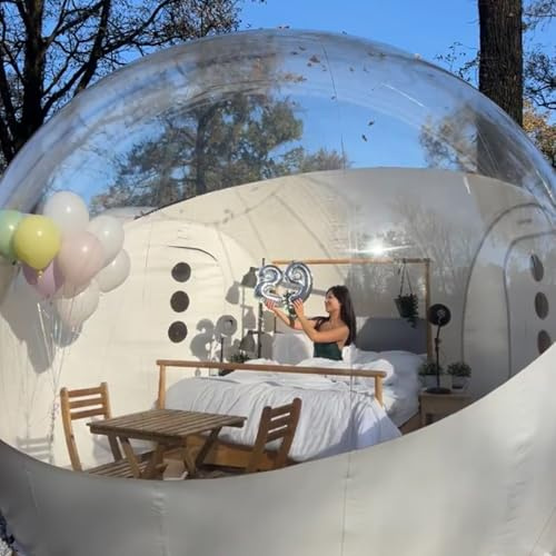 Kupolbubbeltält, utomhus campingtält med fläkt, perfekt för familjens trädgård, festivaler och stjärnskådning, 220 V, 2,4 m
