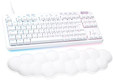 Logitech G G713 Wired Mechanical Gaming Keyboard with LIGHTSYNC RGB Lighting, Tactile Switches (GX Brown) and Keyboard Palm Rest, PC and Mac Compatible, QWERTY UK English Layout - White Mist