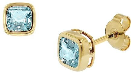 trendor Damen Ohrringe Gold 333 / 8K Ohrstecker Synt. Aquamarin Ohrstecker aus Echtgold, elegante Geschenkidee für Frauen 51684-02