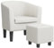 vidaXL Fauteuil Cabriolet avec Repose-Pied, Chaise avec Dossier, Siège avec Accoudoirs, Canapé de Bureau Salon Chambre, Blanc Similicuir