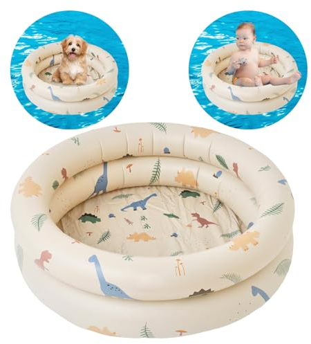 Satiskid Piscines pour enfants, piscine gonflable pour bébé, pataugeoire ronde gonflable, intérieur et extérieur, piscine de jeu d'eau, outils aquatiques de jeu d'été (beige)