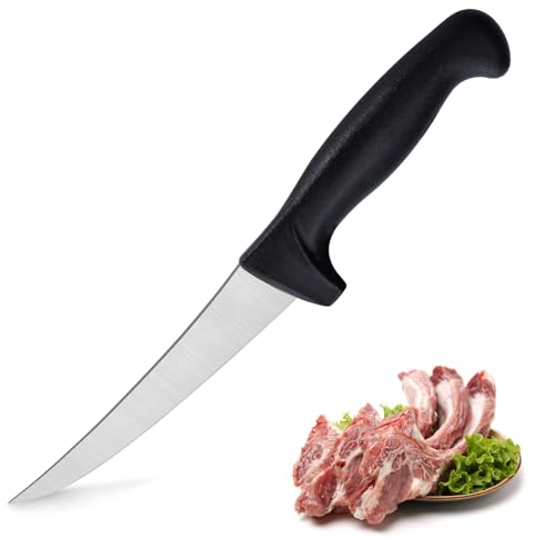 hunnycook coltelli da cucina 16 cm, coltello da cucina ultra affilato, coltello professionale per sfilettare e per il pesce, lama curva in acciaio inox, manico ergonomico in plastica